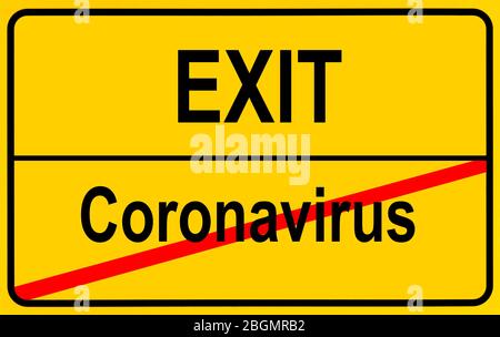 PHOTOMONTAGE, symbol image Exit, strategy because of coronavirus, Sars-CoV-2, Covid-19, Germany Stock Photo