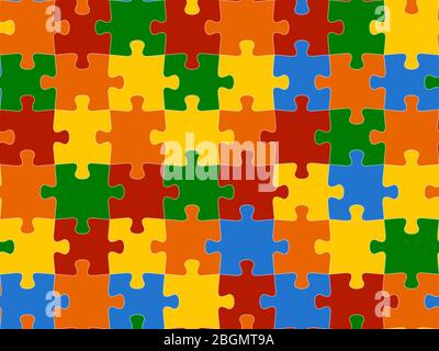 Colorful seamless piece puzzle presentation jigsaw background pattern. EPS 10 Stock Vector