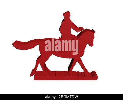 silhouette of military horseman on white background, 3D isolated Stock Photo