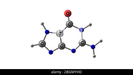 Guanine is one of the four main nucleobases found in the nucleic acids DNA and RNA. 3d illustration Stock Photo