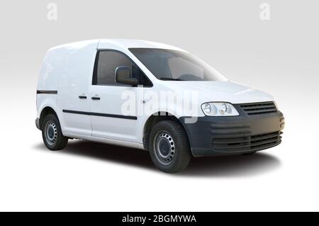 White van side view isolated on white Stock Photo