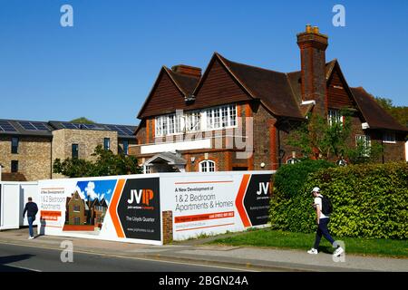 JVIP property developer signs outside project to convert the former Lloyds Bank building into flats, Southborough, Kent, England Stock Photo