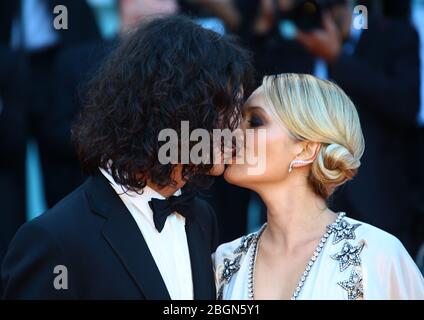 VENICE, ITALY - AUGUST 29: Francesco Motta and Carolina Crescentini  during the red carpet of the 'First Man' Stock Photo