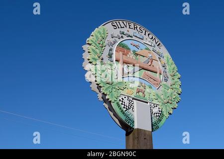 The Village Sign, Silverstone, Northamptonshire, Englad Stock Photo