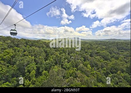 Kuranda rainforest and scenic funicular above a river Stock Photo