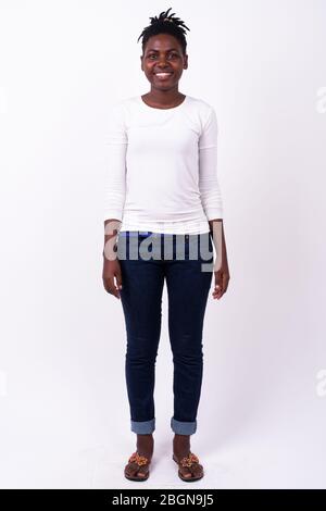 Full body shot of young beautiful African woman Stock Photo