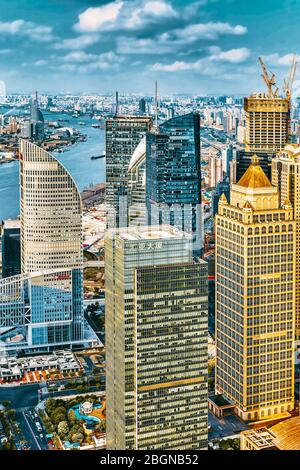 SHANGHAI, CHINA- MAY, 24, 2015: Beautiful Skyscrapers, City Building ...