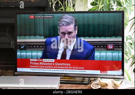 Dominic Raab, 'deputy' Prime Minister, answering questions about Covid testing from the new Leader of the Labour Party Sir Keir Starmer at PMQs. Stock Photo