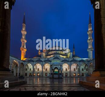 Nigh view of the New Mosque ,Yeni Cami. Istanbul. Turkey Stock Photo