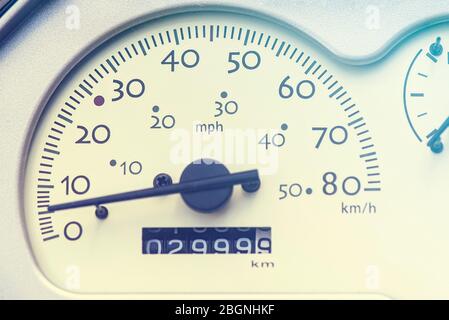 Vintage speedometer on bike, motorbike, motorcycle Stock Photo