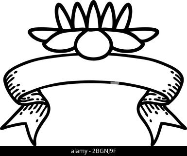 Traditional Tattoo With Banner Of A Lily Pad Flower Stock Vector Image Art Alamy