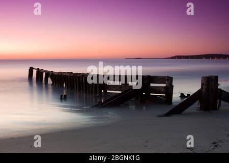 The victor harbor erosion groynes located on the Fleurieu Peninsula South Australia on 29th October 2009 Stock Photo