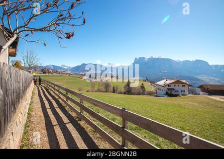 Church in Renon Ritten Bolzano Alps Italy, sunny day Stock Photo