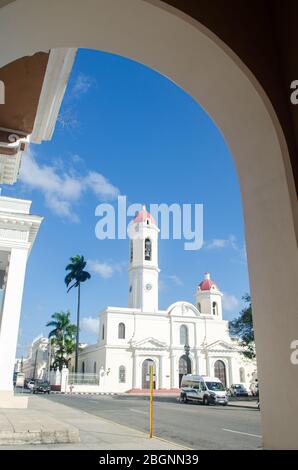 Santa Iglesia Catedral de la Purísima Concepción next to Jose Marti Park in the colonial town of Cienfuegos Stock Photo