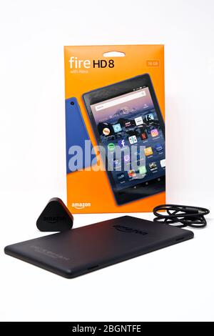 Amazon fire HD 8 with Alexa Stock Photo