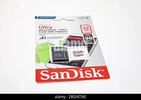 SanDisk Micro SD card and adapter Stock Photo