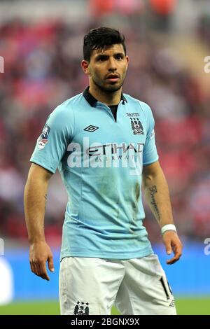 Sergio Agüero of Manchester City in action during the match of