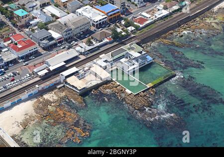 Aerial photo of Brass Bell restaurant and tidal pool Stock Photo - Alamy