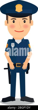 Policeman and police officer character on white background. Vector illustration Stock Vector