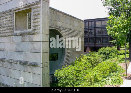 Examples of modern architecture at Ives Hall on the Cornell University Campus in Ithaca, NY Stock Photo