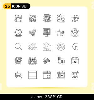 25 Creative Icons Modern Signs and Symbols of back to school, season, design, garden, autumn Editable Vector Design Elements Stock Vector