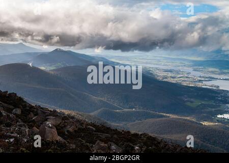 View from Mt Wellington over Hobart Stock Photo