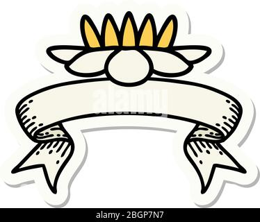 Tattoo Style Sticker With Banner Of A Lily Pad Flower Stock Vector Image Art Alamy