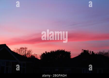 Pink sunset on a spring evening Stock Photo