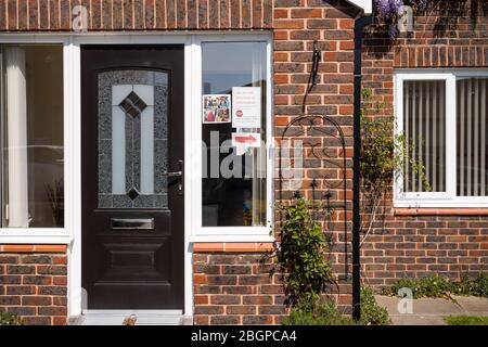 Merseyside, Liverpool, Woolton 22 April 2020 Covid-19 Coronavirus Thank You NHS and Key Workers posters, painting and drawings on in windows of homes in the fourth week of lockdown. Credit: Rena Pearl/Alamy Live News Stock Photo