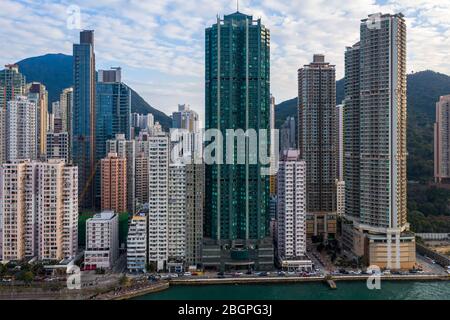 Private housing of Hong Kong from drone view Stock Photo