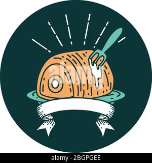 icon of a tattoo style roast beef Stock Vector