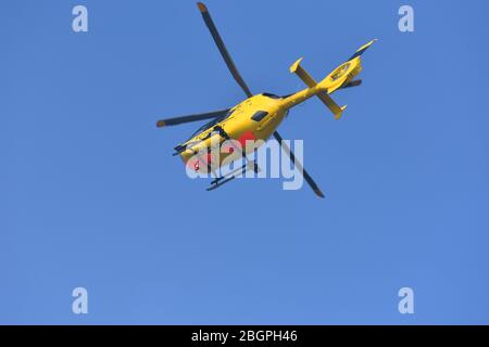 This WPD Eurocopter EC135 helicopter is used primarily within the electricity distribution industry for the maintenance and repairs of its networks Stock Photo