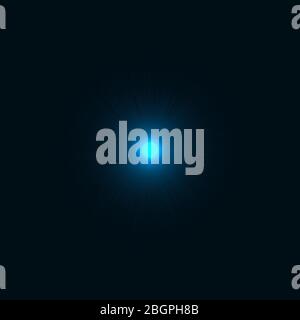 Illustration of a shining star or flare, many rays from one point . blue color bright lens flare rays light flashes leak movement for transitions on Stock Vector