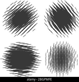 Grunge halftone radial textures drawing elements. Vector illustration Stock Vector