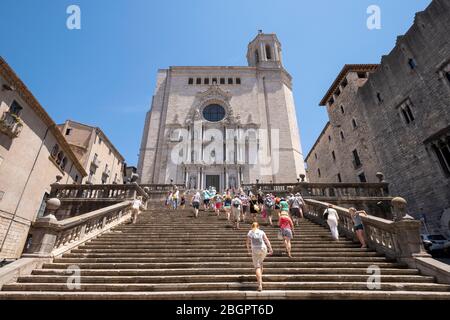 Cathedral of Saint Mary of Girona, Catalonia, Spain, Europe Stock Photo