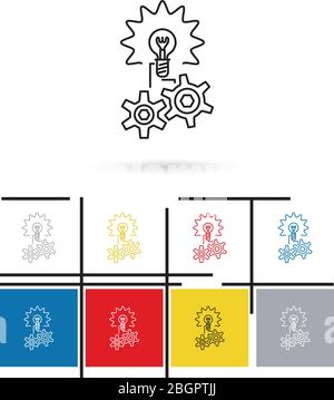 Idea line icon or idea thin line sign. Vector bulb idea line pictogram or idea outline symbol Stock Vector