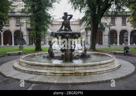 Bergamo, Italy, Lombardy - 22 September 2019: fountain from piazza Dante Lavori (fontana da piazza Dante Lavori) Bergamo Citta Bassa. Stock Photo