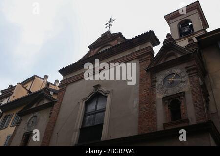 Bergamo, Italy, Lombardy - 22 September 2019: facade buildings in Bergamo Citta Bassa Stock Photo
