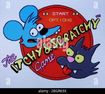 The Itchy & Scratchy Game - Sega Genesis Mega Drive - Editorial use only Stock Photo
