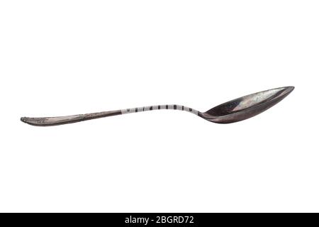 Vintage antique tablespoon of cupronickel. isolated on white background Stock Photo