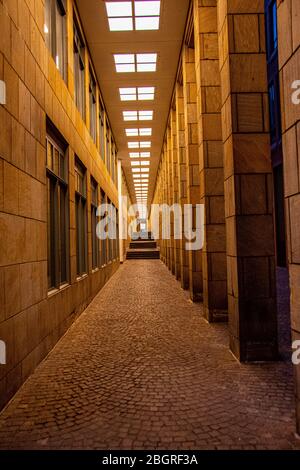 Long and narrow hallway in the city of Frankfurt am Main Stock Photo