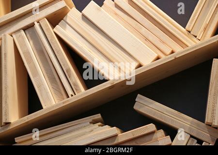 several pieces of different glued woods Stock Photo