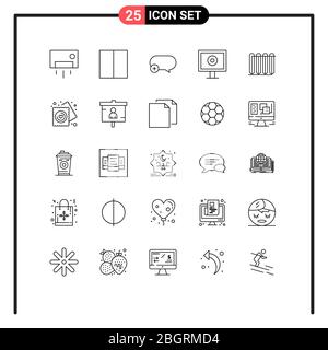 Set of 4 Modern UI Icons Symbols Signs for vacuum eye cable