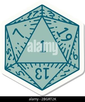 sticker of a natural 1 D20 dice roll Stock Vector Image & Art - Alamy