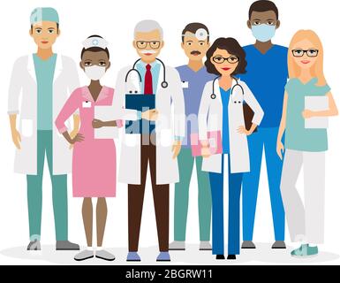 Medical team. Group of hospital workers vector illustration Stock Vector