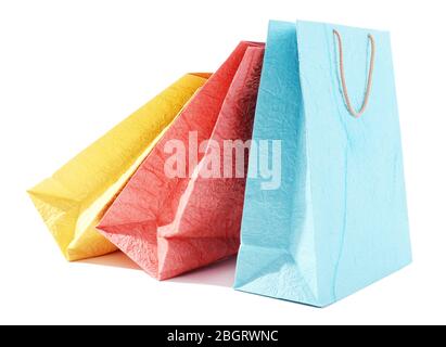 Paper shopping bags isolated on white Stock Photo