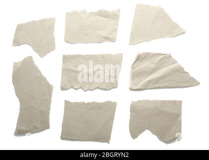 Torn blank papers isolated on white Stock Photo