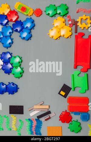 Children's developing games collect designer on a gray background Stock Photo