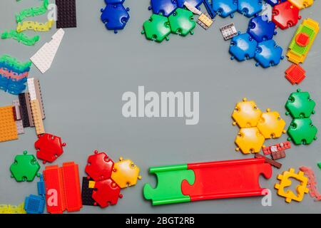 Children's developing games collect designer on a gray background Stock Photo