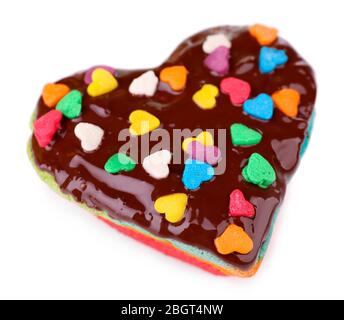 Delicious rainbow mini cake isolated on white Stock Photo
